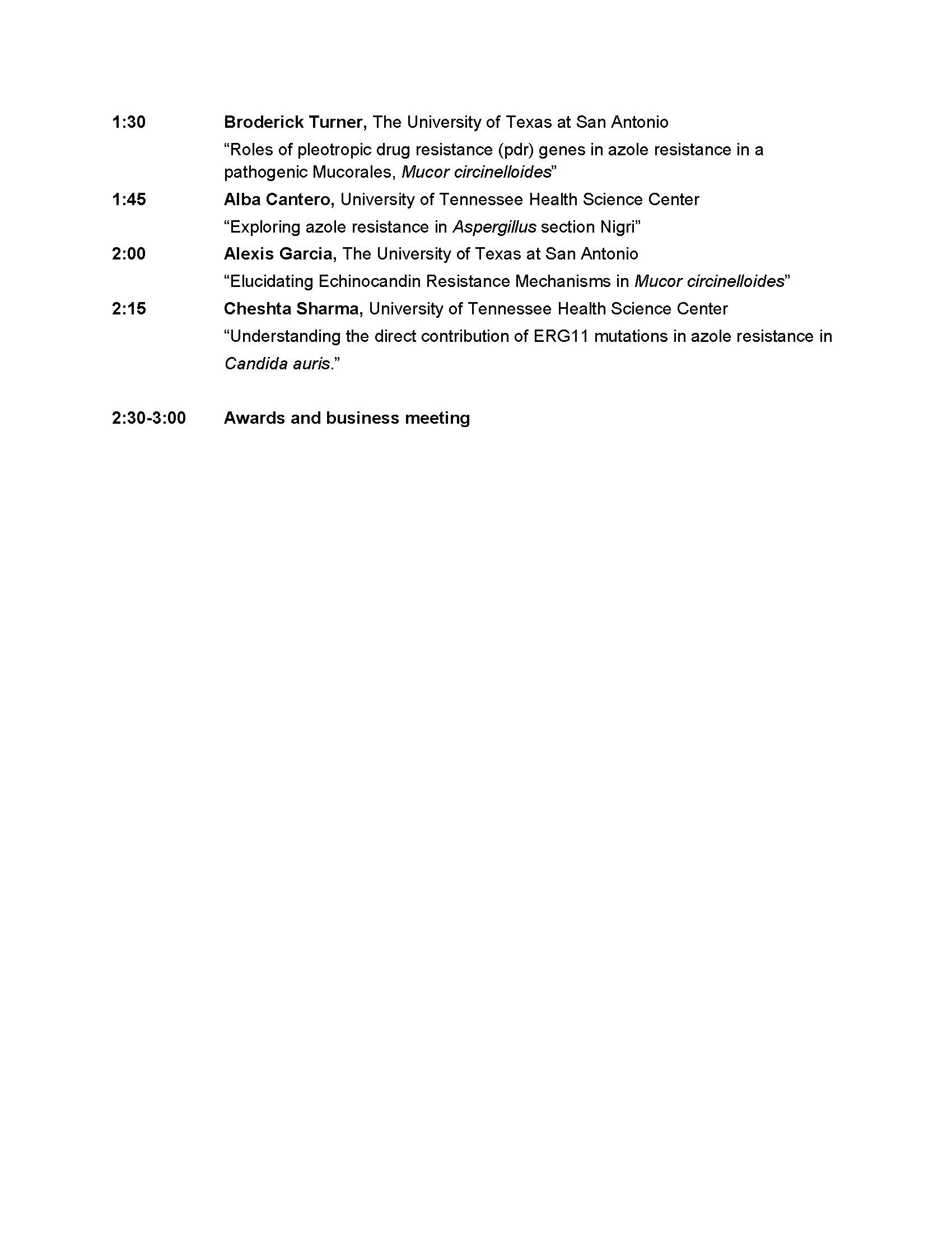 2019 South Central Medical Mycology Meeting schedule Page 4